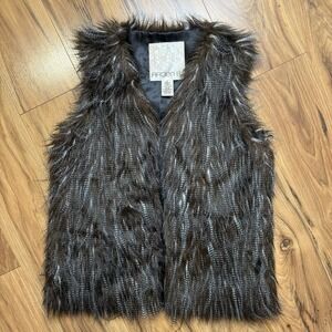 Vtg Y2k 2000s Sz S Faux Fur Feather Women's VEST Grunge Rock Punk Boho Festival‎